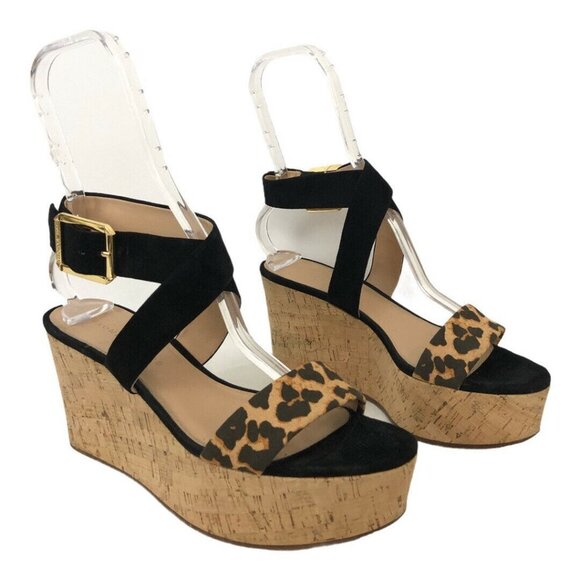Veronica Beard Hurley Leopard-Print Wedge Sandals - Picture 1 of 7